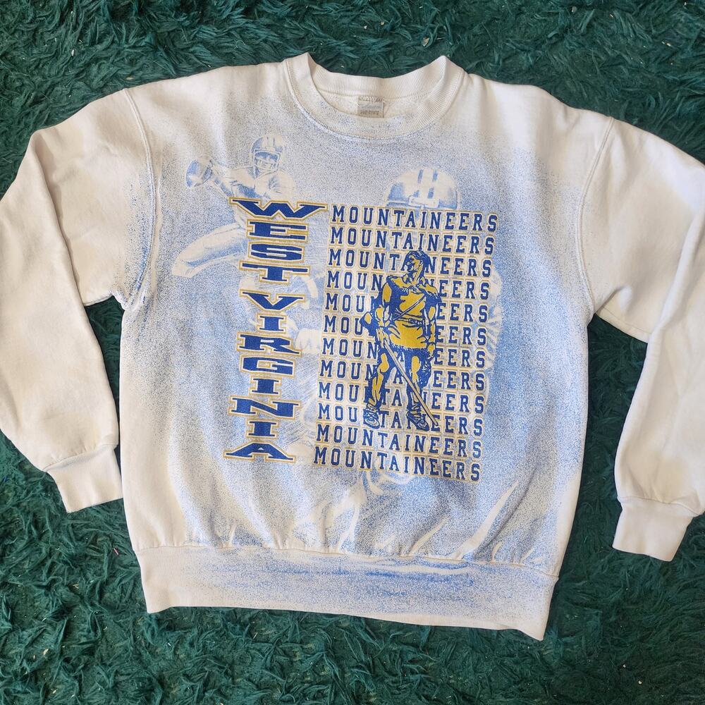 Vintage West Virginia Mountaineers All Over Print Crewneck Sweatshirt